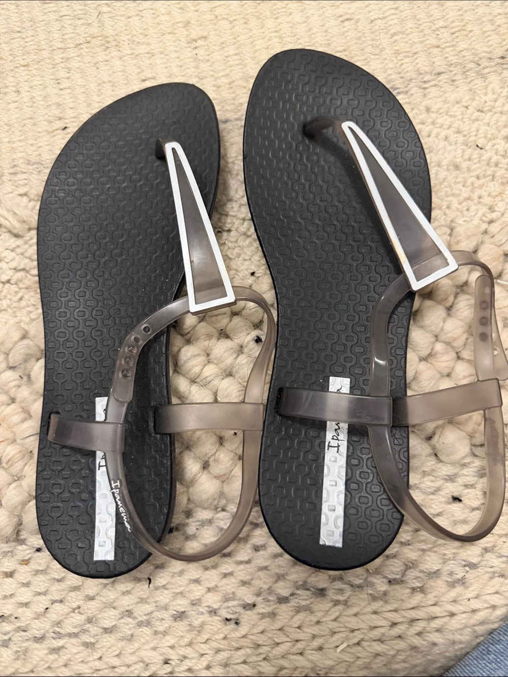 Ipanema Women’s Black Footbed with Taupe Translucent Straps Sandals